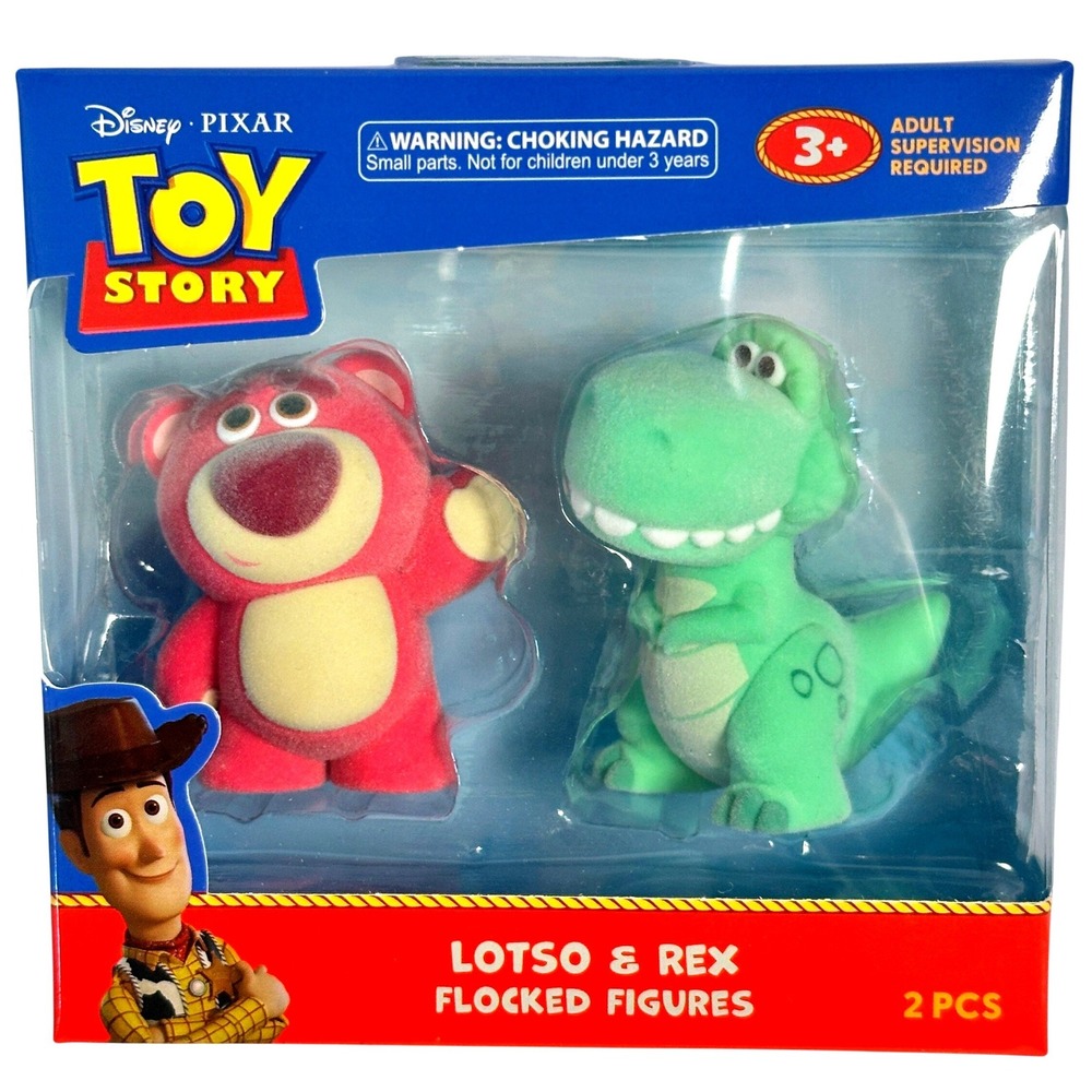 Disney Toy Story Flocked Figures Kids 2pc Lotso Rex Pink Green New FT-0008-3